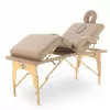 Массажный стол складной MED-MOS JF-Tapered 4-х секционный, деревянная рама (Кофе с молоком)